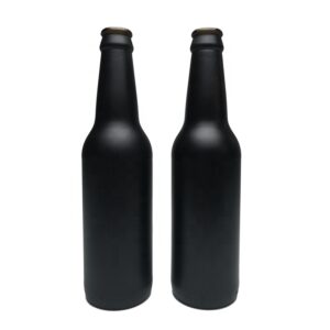 Matt black 330ml glass beer bottle crown cap