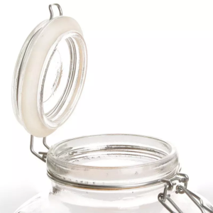 Square 17oz 34oz food storage glass jar clip top and glass lid