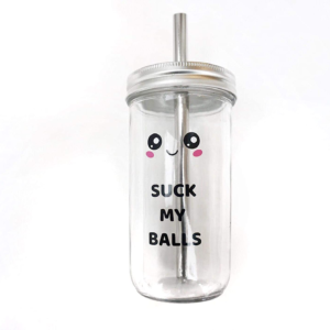 Wide mouth 20oz bubble milk tea glass jar with straw