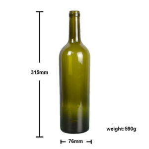 Frosted green wine bottles 750ml Bordeaux bottle