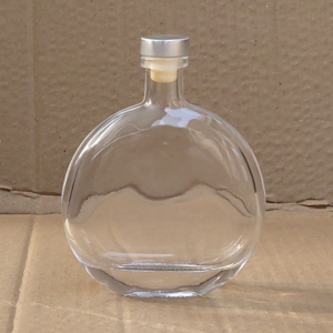 Flat round 250ml 500ml olive oil glass bottle with cork