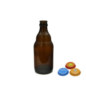 Dark amber stout 330ml beer glass crown cap bottle