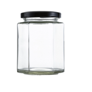 Hexagon glass jar for honey and jam cheap price