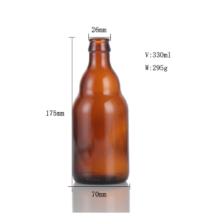 Dark amber stout 330ml beer glass crown cap bottle