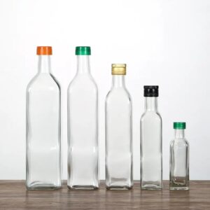 Clear square oilve oil glass bottle 100ml 250ml 500ml 750ml 1000ml