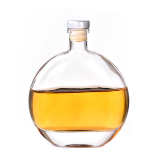 Flat round 250ml 500ml olive oil glass bottle with cork