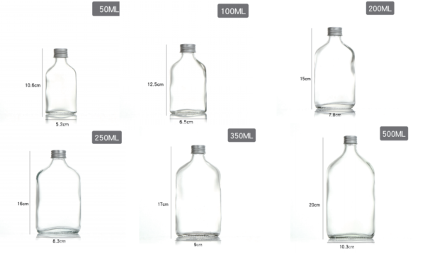 flask glass bottle all sizes