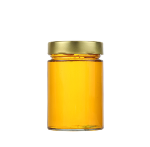 slim cylinderal glass honey jars with deep lids