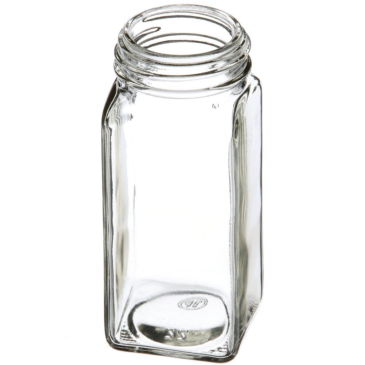 4 oz Spice Jar Square Glass with Shaker Fitment and Black Lid