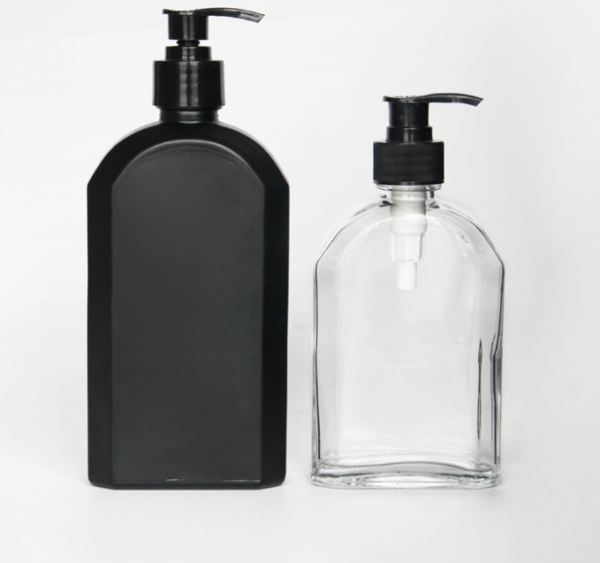 custom black flask glass soap bottle manufacturers
