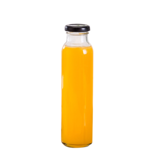 Cheap round 10oz 300ml glass juice tea bottle with lugs