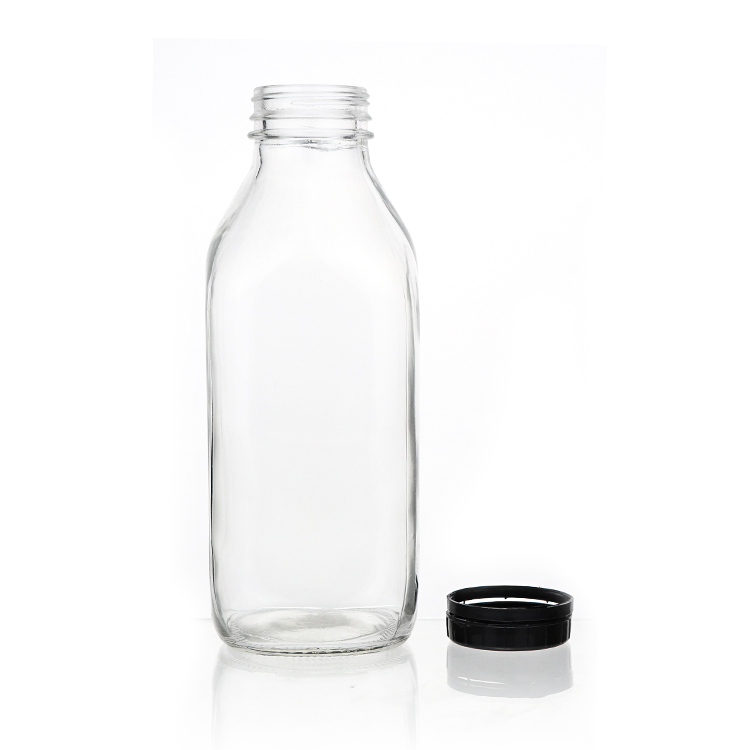 Wholesale square glass milk bottle 1 liter milk bottle custom design