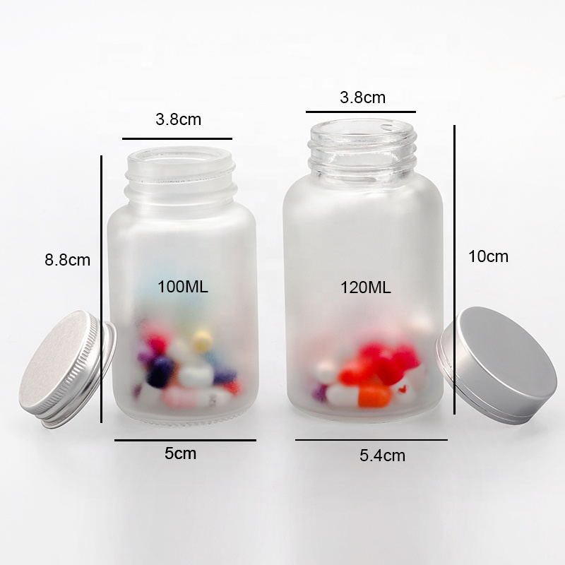 Clear glass pill jar 100ml 120ml 200ml frosted capsule bottle