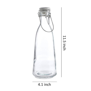 Fatory 500ml 1000ml triangle shape glass milk bottle clip top