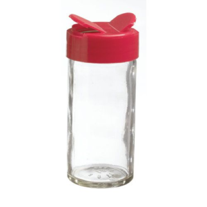 Factory 4oz spice glass jar lined shaker cap salt jar