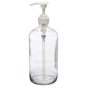 Custom frosted white 16oz soap glass pump bottles