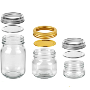 Two-pieces lids mason glass jars for honey and food storage
