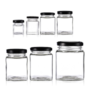 Cheap square 380ml 500ml glass jar for honey and jam
