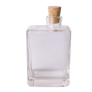 Square 200ml 300ml glass juice tea bottle with cork