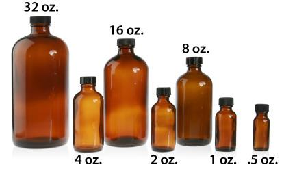 amber boston round glass bottles in all sizes