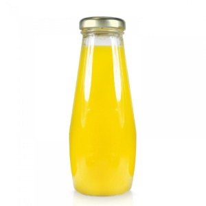 Custom made glass juice bottle round 250ml