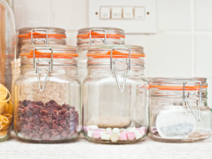 glass jar with clip top