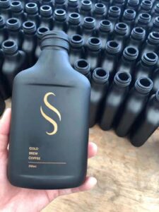 black glass coffee bottles