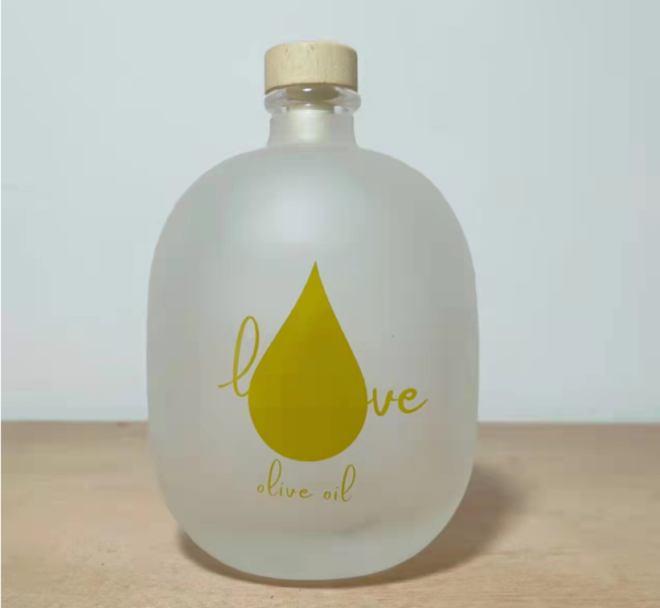 frosted 500ml glass olive oil bottle